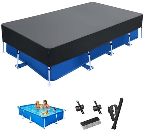 Cubierta de piscina rectangular con diseño de cuerdas, cubierta para piscina, impermeable, resistente al polvo, cubierta de piscina para marco rectangular (225 x 150 (rectangular))