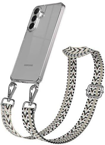 EAZY CASE Handykette - Verstellbares Taschenband kompatibel mit Galaxy S26 Plus, Schulterriemen, Handykordel mit Silikon Hülle, Umhängetasche, Grün Schwarz Silber