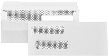 Blue Summit Supplies 500#8 Double Window Security Envelopes, Flip & Seal