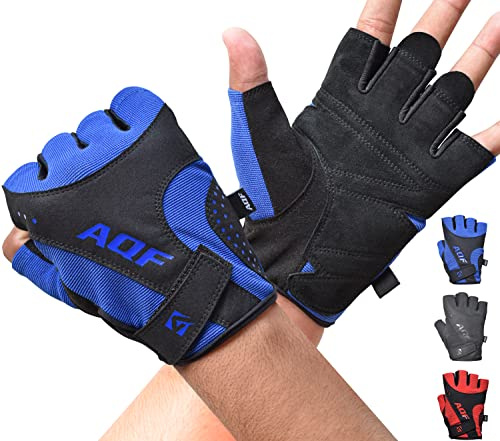 AQF Trainingshandschuhe Fitness Handschuhe Ultraleichte Fur Krafttraining Bodybuilding & Gym Workout Für Training, Fitness, Cross-Training Etc Herren & Damen (Blau, L)