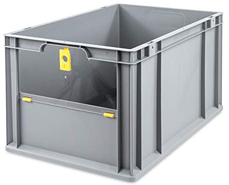 aidB Eurobox NextGen Insight Cover gelb, 600x400x320 mm, Cover hoch, robuste Regalbox mit Entnahmeöffnung, stapelbare Kunststoffkiste, ideal für die Industrie, 1St