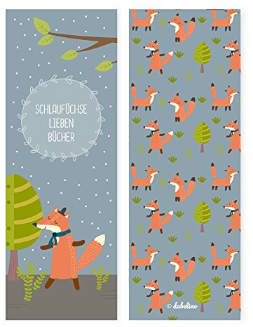 dabelino 4er Set Fuchs-Lesezeichen für Kinder (Mädchen oder Jungen, Waldtiere-Kindergeburtstag-Mitgebsel)