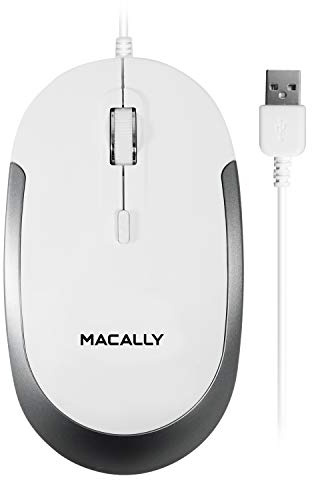 Macally DYNAMOUSE-W Macally DYNAMOUSE-W Optische USB-Maus mit 2 Tasten, Scrollrad und DPI-Taste für Mac und PC, Weiß/silberfarben