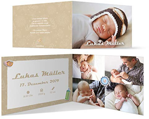 10 x Geburt Danksagungskarten Geburtskarten individuell mit Foto und Text für Mädchen und Jungen - Schnelles Wachstum