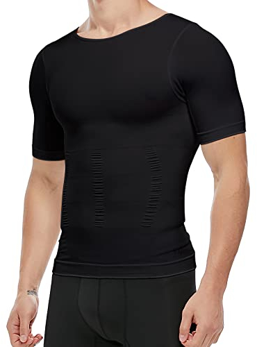 KOCLES Herren Kompressionsshirt Unterhemd Abnehmen Tank Top Workout Weste Bauchmuskeln Slim Body Shaper, Schwarz, Mittel