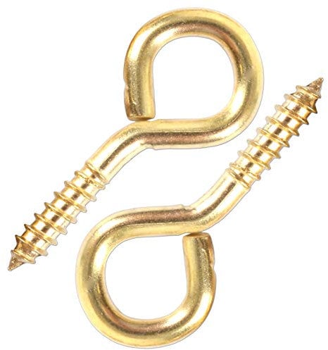 20x Brass Screw-in Vine Eye Hooks 40mm (10mm Inner Eye Diameter)