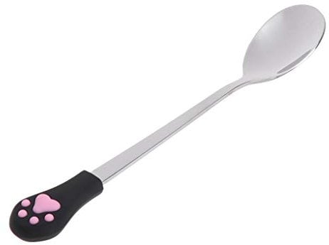 Pet Food Spoon, Stainless Steel Spoon Anti Slip Silicone Handle Can Cute For Pets Dogs Premium Quality