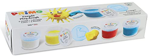 PRIMO Morocolor, Set mit 4 Dosen à 100 g Modelliermasse mit Easy Do-Formen, weiche Modellierpaste, leuchtende Farben und kreative Formen, elastisch und formbar, glutenfrei
