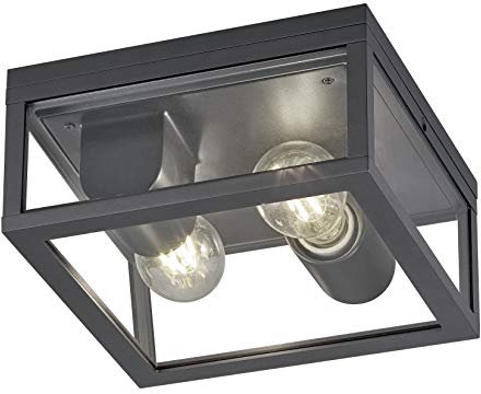 Trio Leuchten Außen Deckenleuchte Garonne 601860242, Aluminium Druckguss Anthrazit, exkl. 2x E27