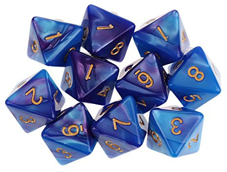 Perfeclan Dadi Poliedrici 10X 8 Facce D8 per da, Blu + Viola