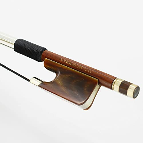 VINGOBOW Pernambuco Cello Bogen Konzert Level Red Ox Horn Frosch warmer Klang natürliches schwarzes Pferdehaar tief kraftvoller und wilder Klang 4/4 Größe