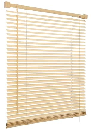 PVC Venetian Blind Blinds Easy Fit Curtains Trimmable Fittings Windows Treatment Shutters Twist Open Close (Ivory/Cream, 135x150)