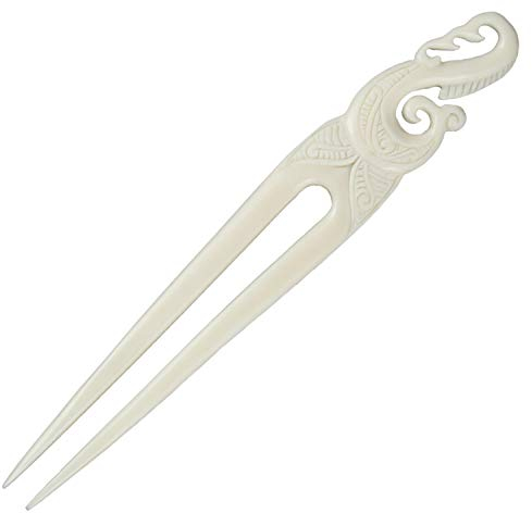 Island Piercings Haarnadel Haargabel Handarbeit aus Bone Maori Manaia Design HN302