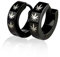 BlackAmazement 2er Set 316L Edelstahl Klapp Creolen Ohrringe 4mm Hanfblatt Pot Leaf Hemp Silber Schwarz Herren Damen (Schwarz)