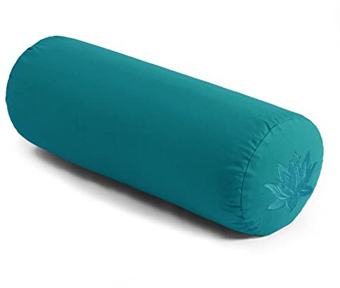 Yoga Studio Traversin de méditation en coton bio avec fermeture éclair YKK Turquoise 23 x 61 cm