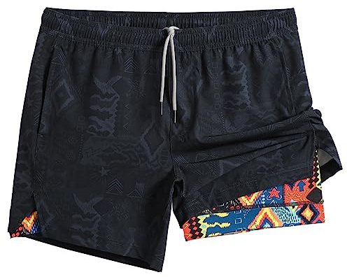 maamgic Mens 5 Gym Running Shorts for Men 2 in 1 Quick Dry Workout Athletic Shorts Totem Gray Medium