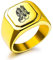 OTXIXTO Anfangsring Buchstabe Siegelring für Männer Frauen Personalisierter Name Gravierter Edelstahl Modeschmuck Hochzeit Paare Vatertagsgeschenk mit Ringgröße Einsteller (Gold, Größe 65)