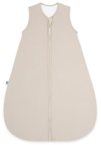 emma & noah Baby Schlafsack 2.5 TOG, Strampelsack für den Herbst und Winter in vielen Farben, Bio-Baumwolle, OEKO-TEX Zertifiziert, Schlafsack für Neugeborene (Essential Beige, 60 cm)