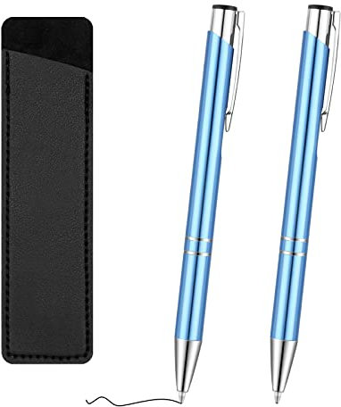 Kugelschreiber Hochwertig,Kugelschreiber Schwarz Blau Set,Kulli für einfaches & weiches Schreiben Extra 2 Blau Kugelschreiber Minen (Hellblau, 2 Stück)