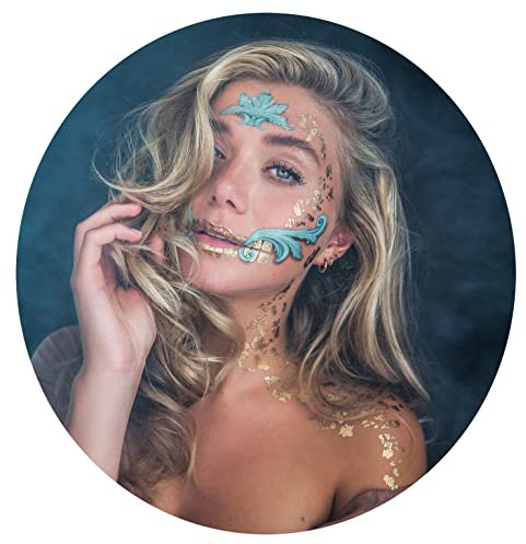 TATTOOCREW 2 x Halloween Tattoos Barock Skull La Catrina zum Aufkleben für das Gesicht, Handgezeichnet in Deutschland, Gesichtstattoo Set gruselig, Accessoires für Kostüme, Horror Aufkleber