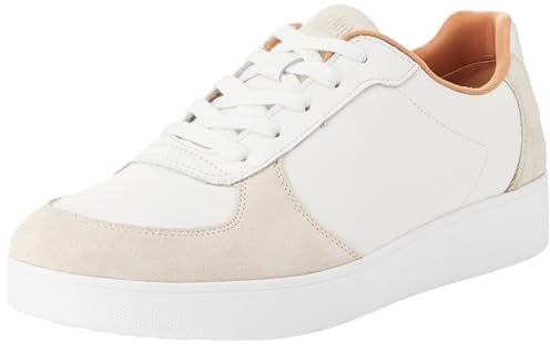 Fitflop Women's Rally Leather/Suede Panel Sneakers, Urban White/Paris Grey, 3 UK
