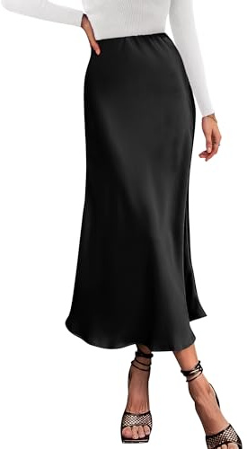 BTFBM Long Skirts for Women 2026 Fall Outfits,Black,M
