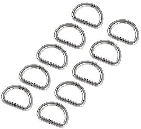 QUARKZMAN 10mm D Ring x 50Stk Halbrund Ungeschweißt für Schlüssel und Schürzenbänder [Silber Ton]