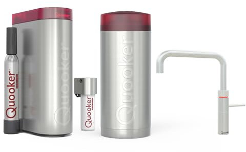 Quooker mit Reservoire COMBI und CUBE kochend Wasserhahn (Fusion Square, Voll-Edelstahl)