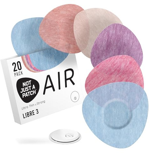 Not Just A Patch Air Libre 3 Plus Sensor Covers (20 Pack) - Thin, Strong and Light Adhesive Patches with Ultra-Hold 14 Day Adhesion, Durable Freestyle Libre 3 Sensor Covers - Multicolor