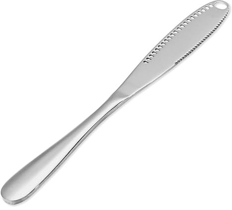 Luckious Stainless Steel Spreader, Cheese Cutting Butter Spatula, Kitchen Utensils - Versatile Serrated Edge for Bread, Butter, and Cheese - Easy-to-Hold Design (Sliver)