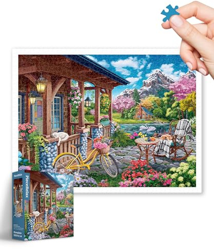 PieceRelax Puzzle 1200 Teile für Erwachsene & Kinder ab 14 – Image World - Colorful Lake House [H3518], 58,9 x 44,7 cm, Herausforderung & Achtsamkeit für Ihre Me-Time