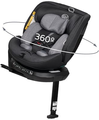 MS BabyWorld – DENVER – Silla de coche I-Size Grupo 0/1/2/3 | 40-150 cm | Isofix y Top Tether | Nacimiento a 12 años (0-36 kg) | A contramarcha hasta 18 kg | Giratoria 360º Universal