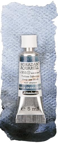 Schmincke – HORADAM® AQUARELL, Super Granulation, Tiefsee Schwarz, 5 ml, sehr stark granulierende Farbtöne, feinste, supergranulierende Aquarellfarben