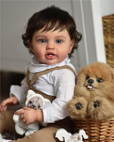 Anano Reborn Toddler 60cm Reborn Baby Junge Mit Haaren Echt Aussehende Puppen Reborn Babys Puppe Mädchen Reborn Puppen Lebensecht Babypuppe Mit Zähnen Und Formellem Anzug