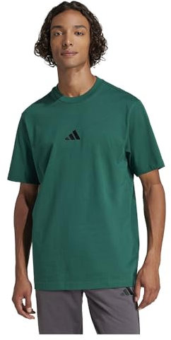 adidas Men's Essentials SMALL Logo Single Jersey Tee, Collegiate Green/Black, XL
