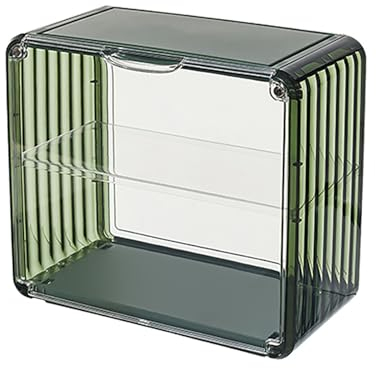 ZYZSY Vitrine, Vitrine mit verstellbaren Regalen, transparente stapelbare Aufbewahrungsbehälter mit magnetischem Deckel, transparente Vitrine für das Heimbüro (Color : Green)