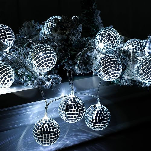 Sunshine smile 20 LED Discokugel Lichterkette,300cm Disco Ball String Lights,Disco Party Light,Mini Disco Balls Ornaments Tree Decoration Light,Orientalisch Marokkanische Lichterkette
