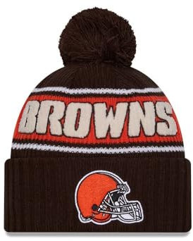 New Era Cleveland Browns NFL 2024 Sideline Sport Knit Braun Bommelmütze - One-Size