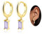 Kleine Gold Huggie Hoop Ohrringe für Frauen, 14K Gold und Amethyst Tropfen Ohrringe Hypoallergenen Schmuck für Mädchen