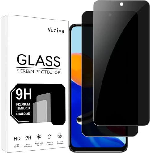 Vuciya 2 Pack Privacidad Protector de Pantalla para Xiaomi Redmi Note 11 / Redmi Note 11s / Poco M4 Pro vidrio templado,Dureza 9H,Sin Burbujas, Antihuellas,Antiarañazos,HD