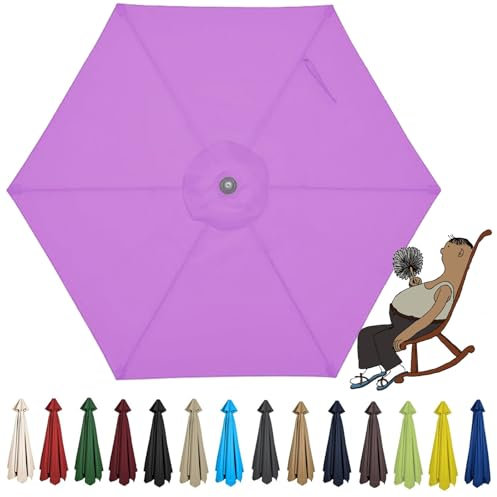 Auvent de Rechange pour Parasol de Terrasse Toile de Parasol Deporté 6 Baleines 2.0m/2.5m/2.7m/3.0m Tissu de Rechange Table de Marché Housse de Rechange pour Parasols de Jardin Lavable(Violet,2,5 m/8,