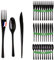 Set 30 couverts noir en plastique dur - Fabriquée en France - Ménagère noire de 10 fourchettes, 10 couteaux, 10 cuillères - Réutilisables et recyclables - Passe au lave vaisselle - Table'Colors