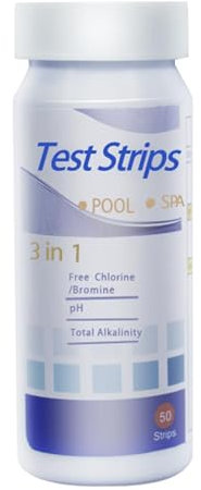 Lot de 50 de test 3 en 1 pour piscine et spa, testeurs d'eau pour le pH, l'alcalinité totale et le chlore résiduel
