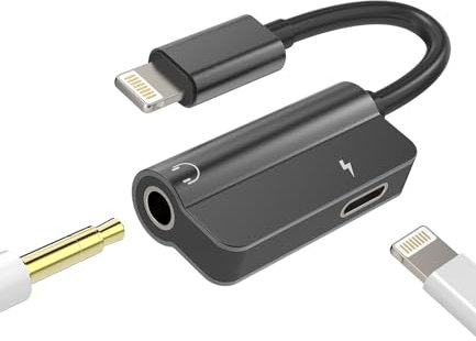 3.5mm Headphone Jack Adapter(2 in 1) Lightning Charging Cable for iPhone 14 promax car Aux Audio Splitter for Apple MFI Certification Earphone Charger Adaptor Connector for iPad Accessories Converter