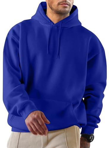 JMIERR Herren Fleece gefüttert Hoodie mit Taschen Warm Pullovers S-5XL | Gemütlicher Pullover mit Fleece-Futter, verstellbare Schnürhaube, Kängurutasche, regelmäßige Passform, Maschinenwasche
