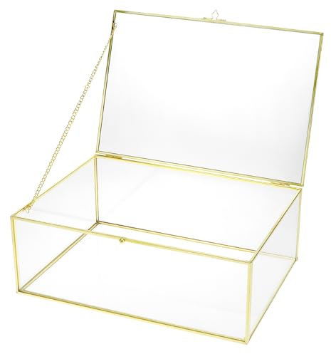 QWORK® Goldene Schmuckbox, Schmuckkoffer, Schmuckaufbewahrung mit Deckel, 28x18.5x10cm Vintage Schmuckbox