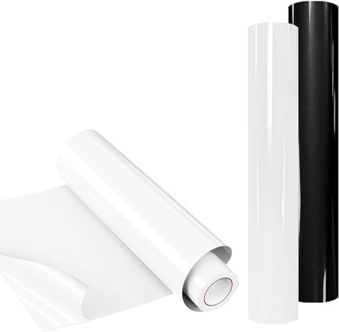 2 Piezas Vinilo Textil Termoadhesivo, Vinilo Termoadhesivo Para Textiles 30.5x100cm, Papel Transfer FáCil De Cortar Para La Camiseta, Flexible, Fuerte Adherencia, Blanco, Negro