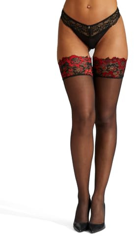 Ann Summers - Lace Top Contrast Hold Ups - Hold Up Stockings for Women - Contrast Finish - 20 Denier