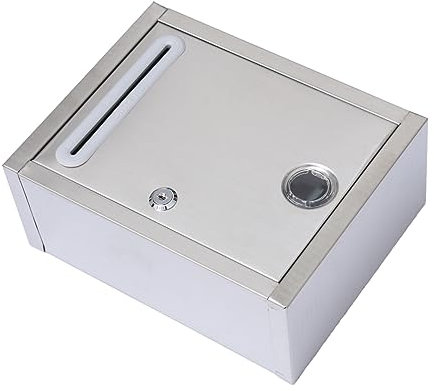 Yardenfun Kleiner Edelstahl Briefkasten Vorschlagskasten Beschwerdebox Wandmontage 4-Loch Design Sicher Für Unternehmen