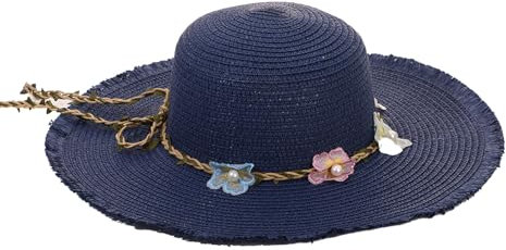 LY4U Sombrero de Paja para Mujer UPF 50 de Sol, Playa de Verano para Niña, Viaje Floppy Roll Up